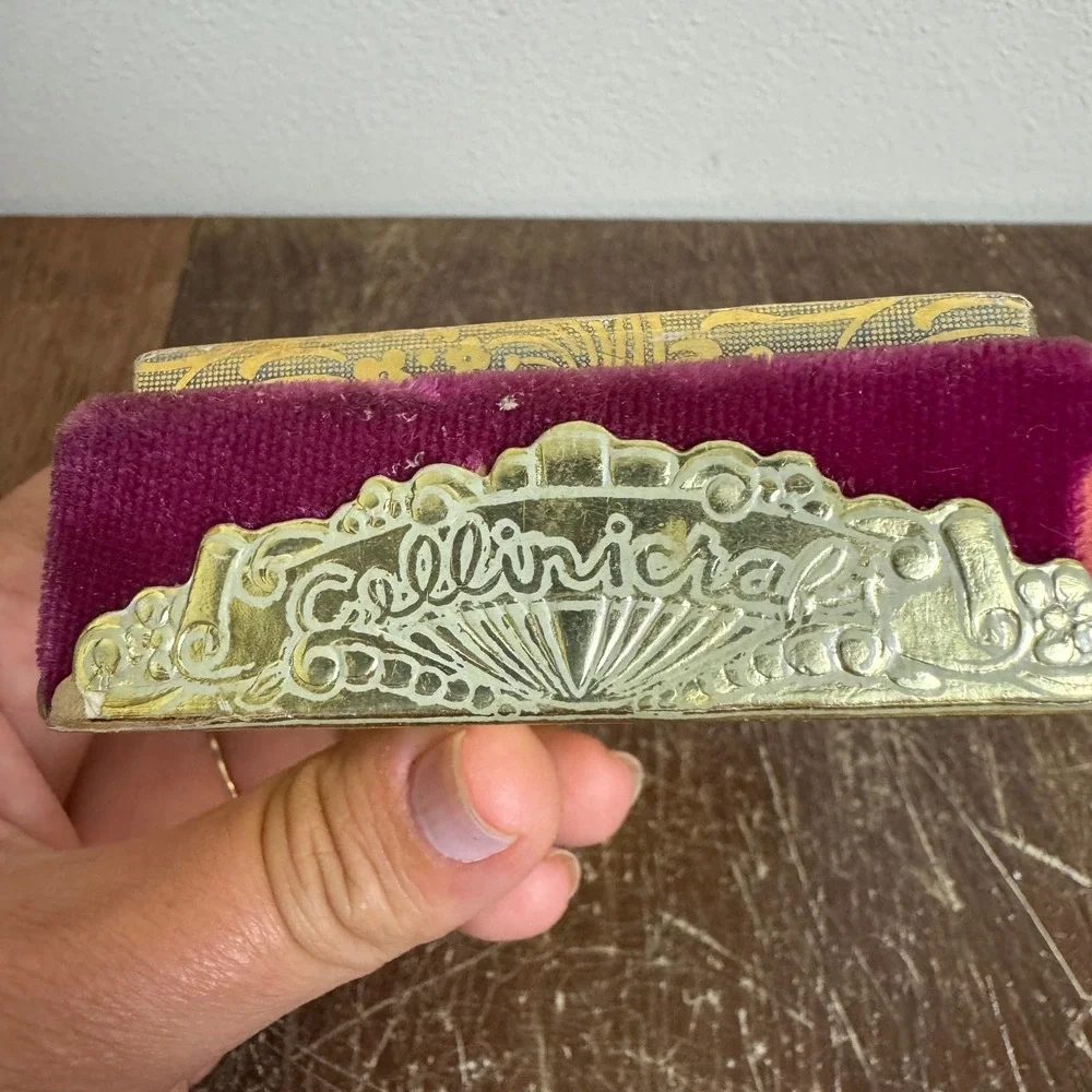 Vintage‎ Cellinicraft gold burgundy velvet jewelry gift box